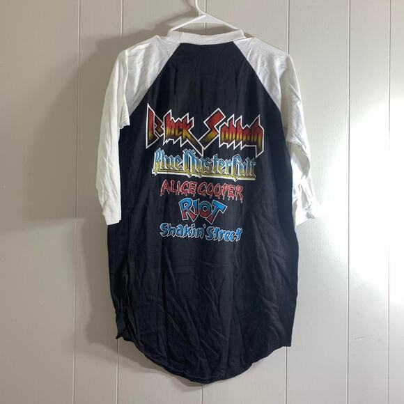 vintage 1980 ALICE COOPER BLACK SABBATH baseball jersey 3/4 sleeve tee shirt L - Picture 7 of 7